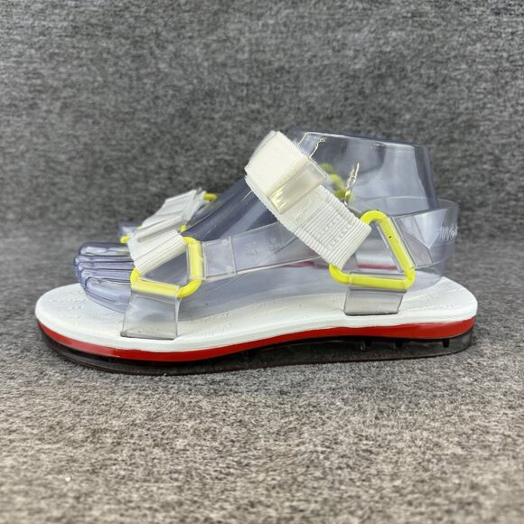 ✅Melissa Papete Rider Sport Sandals Womens 8 Rubber Hook & Loop White/Yellow/Red - Picture 8 of 10